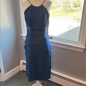 Elegant Navy Blue Tiered Dress